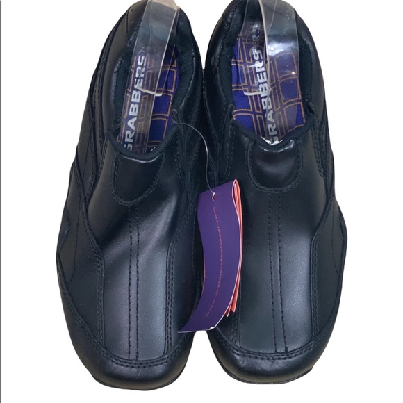 Grabbers NWT Black Leather Unisex Slip On Slip Resistant Work Shoes - Picture 9 of 14